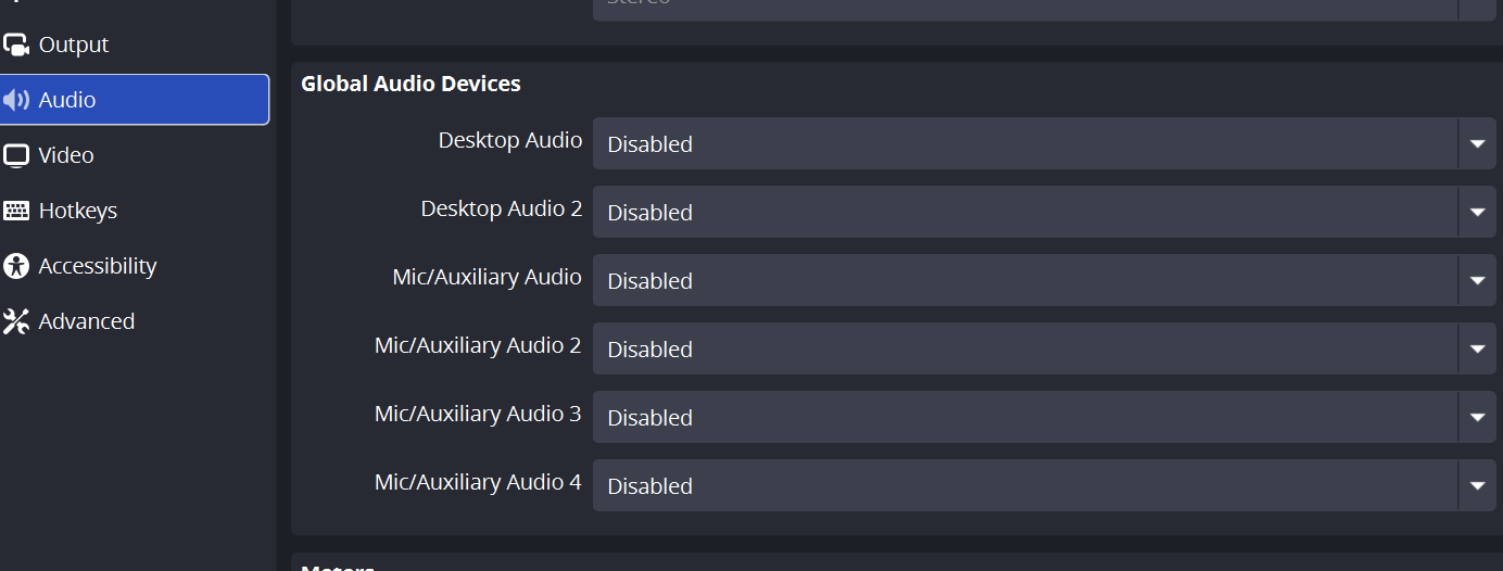 OBS audio devices disabled